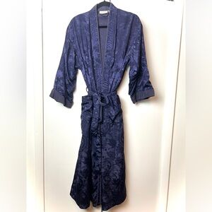 Victoria’s Secret Gold Label Vintage Bath Robe Navy Satin
